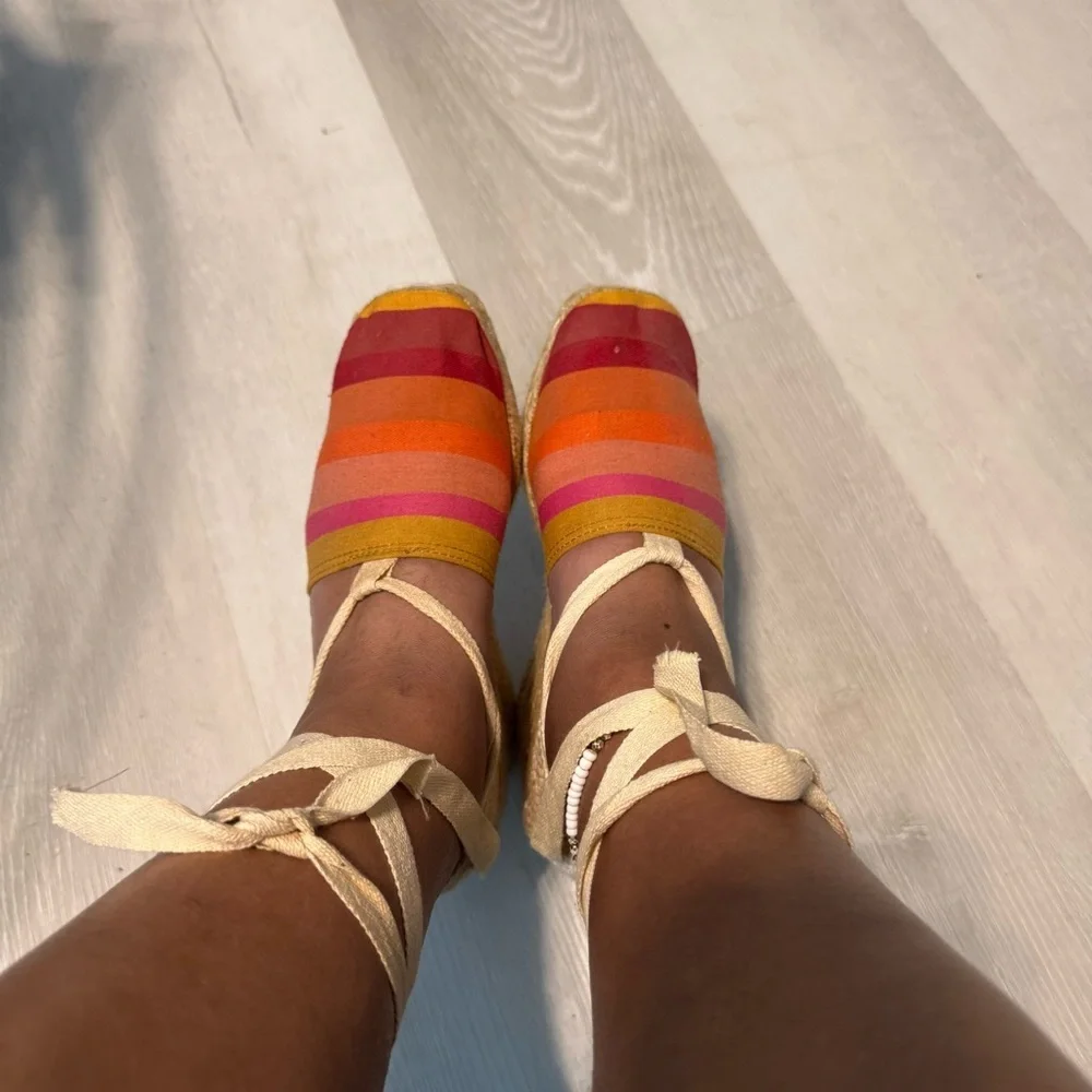 Vintage 90’s Colorful Striped Espadrille Wedges by Madeline ‎ Stuart